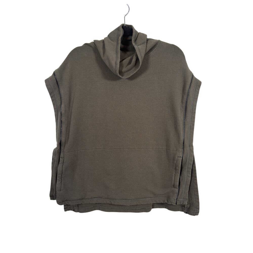 Alala Sweatshirt Womens Small Olive Green Cowl Neck Sleeveless Side Slit